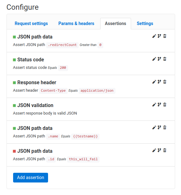 Assertible assertions for a JSON API